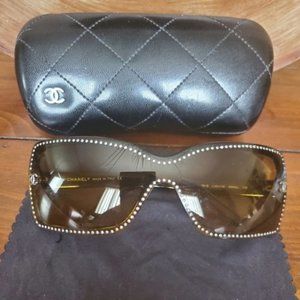 CHANEL SUNGLASSES 5065 BROWN W. CRYSTALS/GORGEOUS!